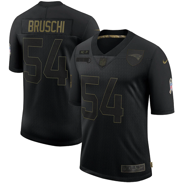 Men's New England Patriots #54 Tedy Bruschi 2020 Black Salute To Service Limited Stitched Jersey